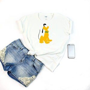 Pluto Silhouette Disney White Unisex T Shirt